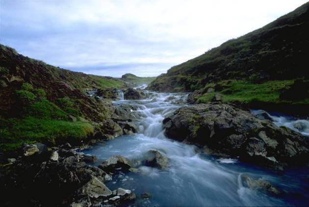 River from geothermal power plant