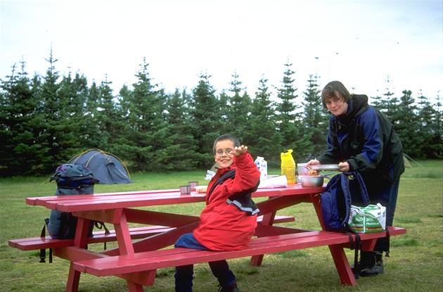 Pasta at camping site