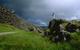 Flag at Þingvellir with heavy clouds