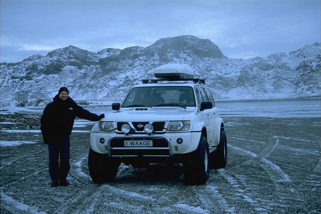 Snorri Waage with his car